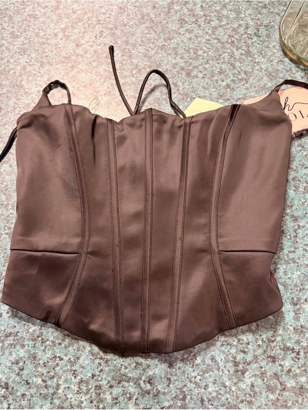 Women’s Satin Corset Top - Chocolate Brown